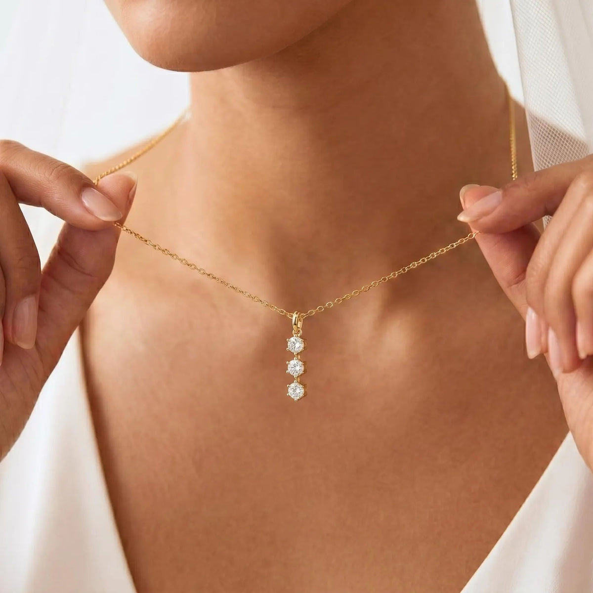 dainty cz diamond necklace for women | minimalist bridal jewellery