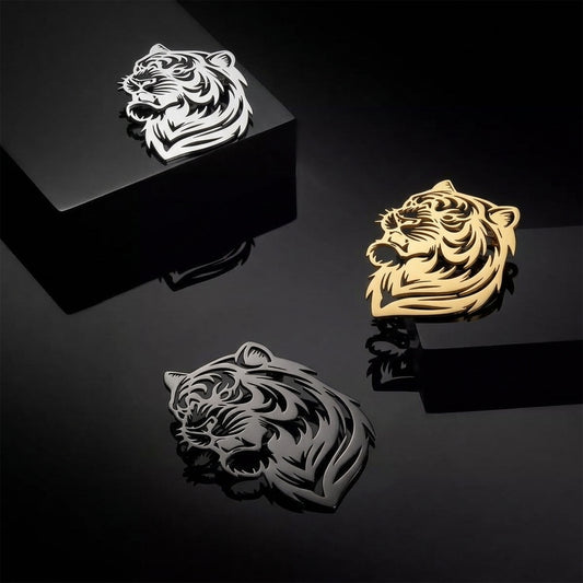 Signa™ Tiger Head Lapel Pin - Gold Plated German Silver Brooch for Men