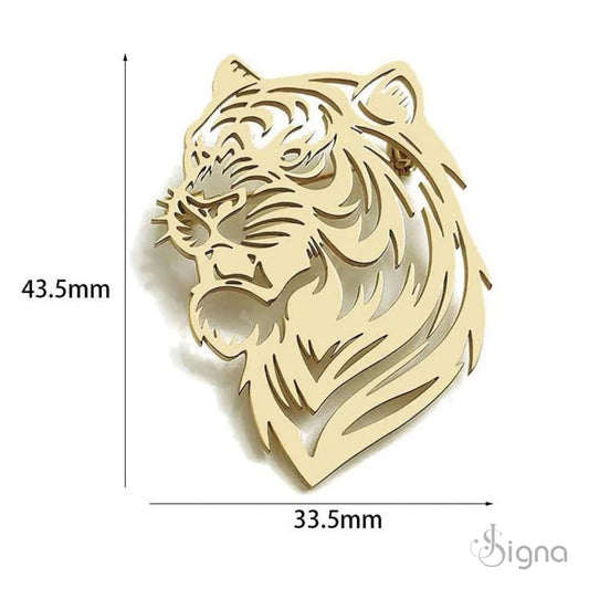 Signa™ Tiger Head Lapel Pin - Gold Plated German Silver Brooch for Men