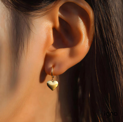heart dangle huggie hoop earrings – lightweight romantic jewelry