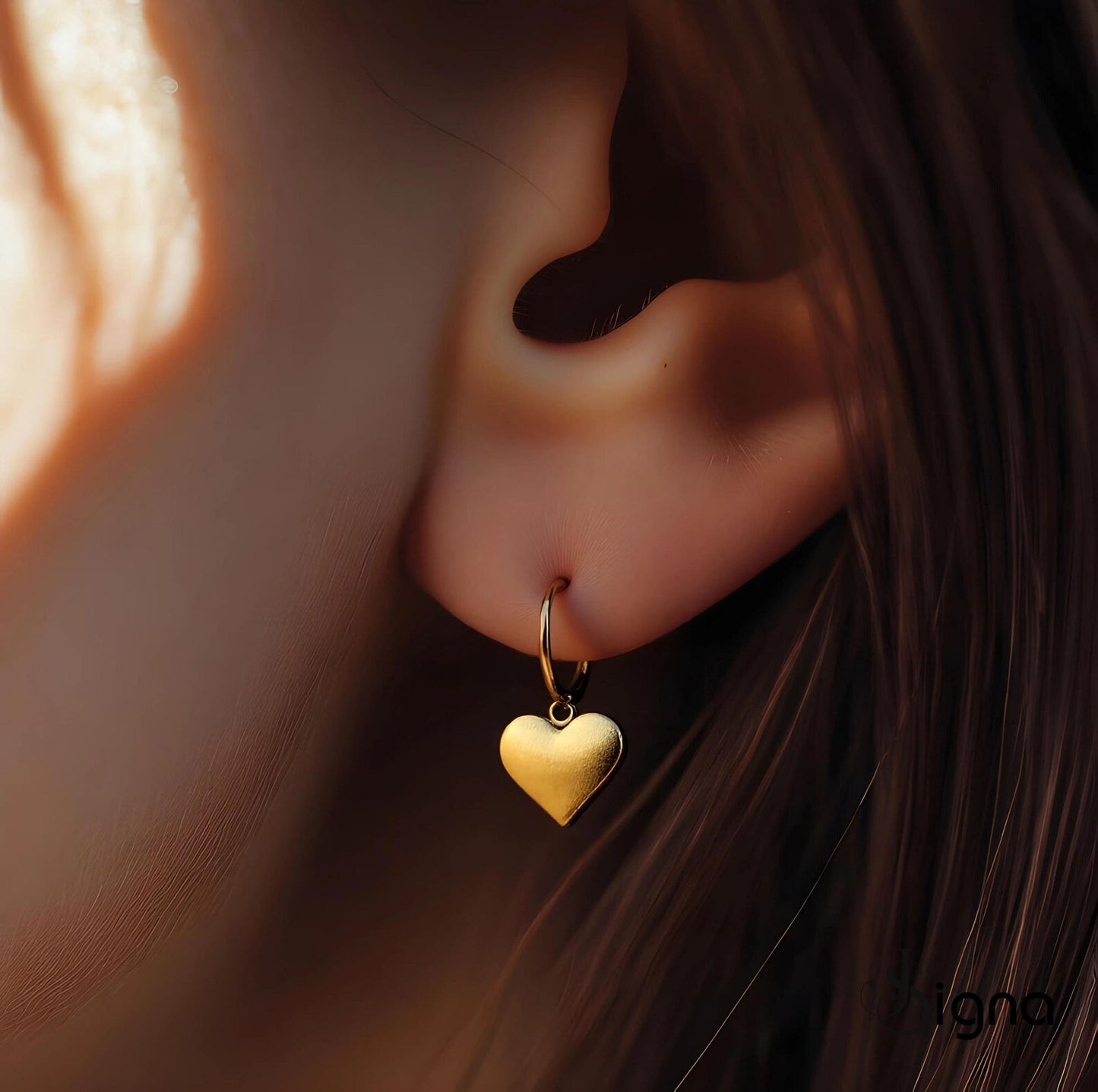 heart dangle huggie hoop earrings – lightweight romantic jewelry