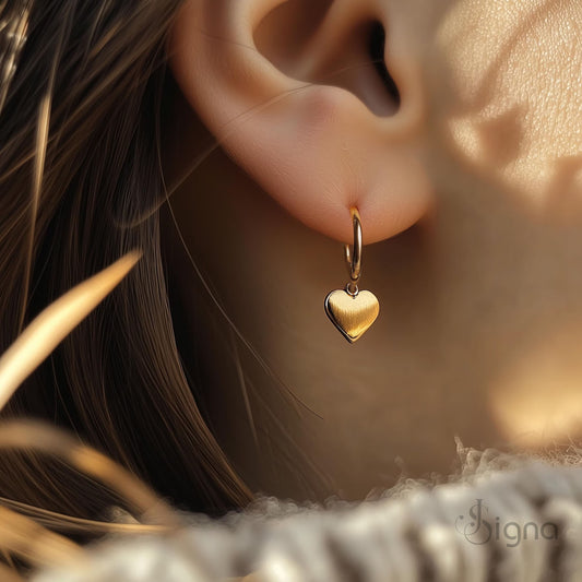 heart dangle huggie hoop earrings – lightweight romantic jewelry