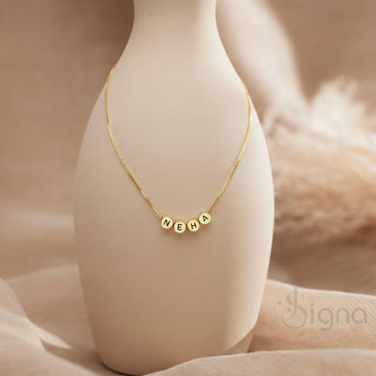Personalized Initial Bead Necklace for Women - Signa Handmade Jewelry Gift.