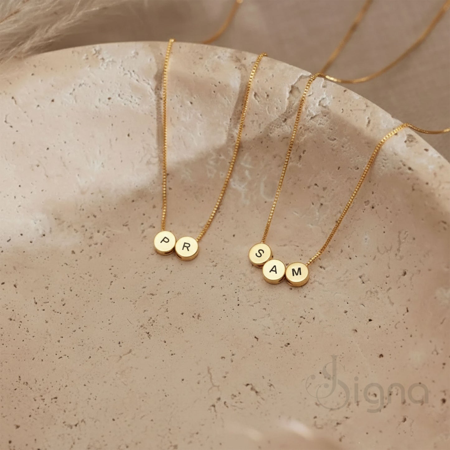 personalized initial bead necklace for women - signa handmade jewelry gift.