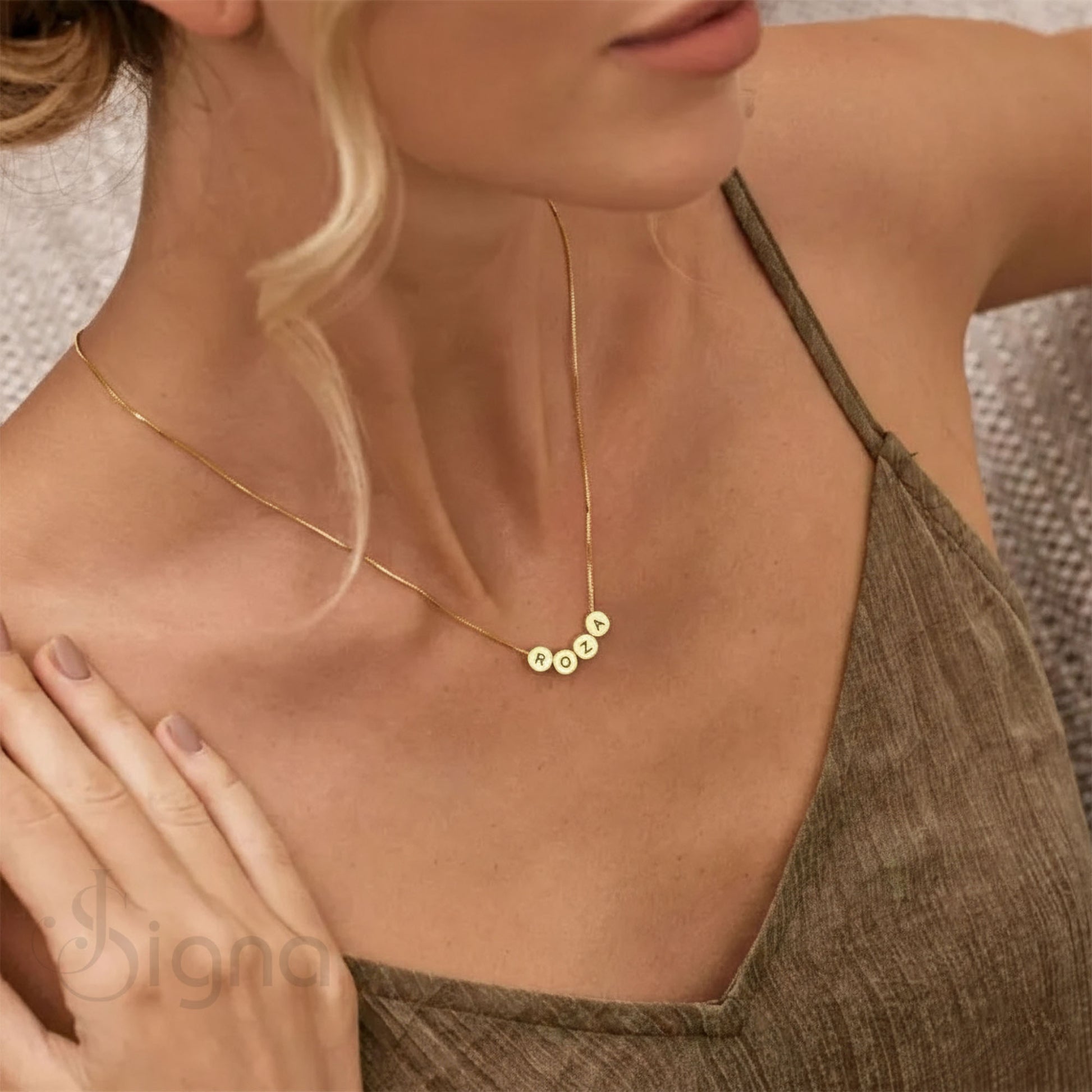 Personalized Initial Bead Necklace for Women - Signa Handmade Jewelry Gift.