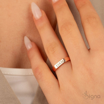 Signa™ Custom Engraved Name Bar Ring – Perfect for Gifting