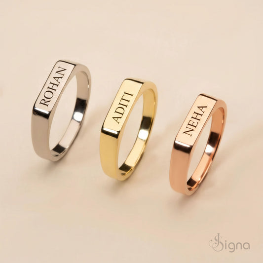 Signa™ Custom Engraved Name Bar Ring – Perfect for Gifting
