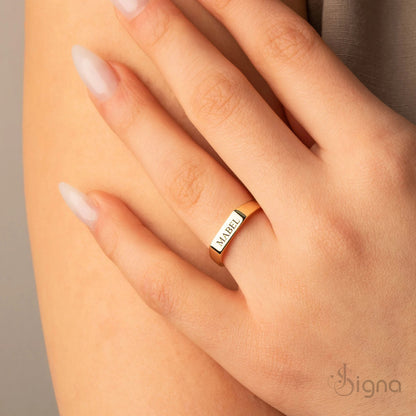 Signa™ Custom Engraved Name Bar Ring – Perfect for Gifting