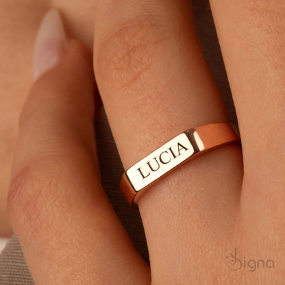 Signa™ Custom Engraved Name Bar Ring – Perfect for Gifting