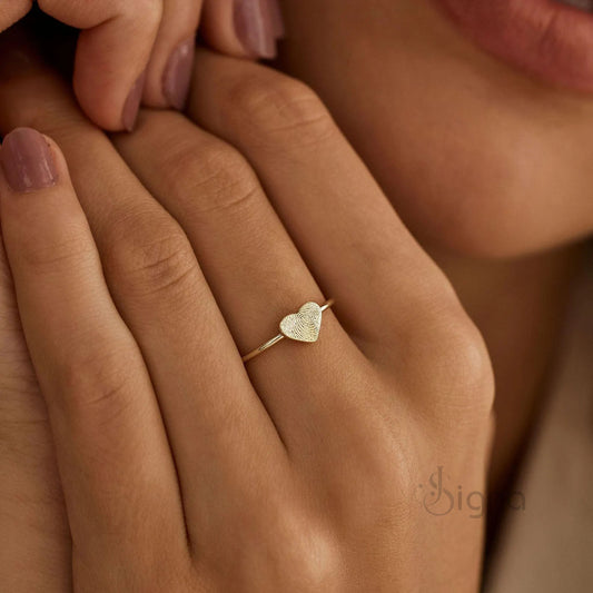 Personalised fingerprint ring gift for her
