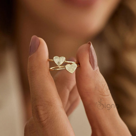 18K gold plated fingerprint keepsake ring