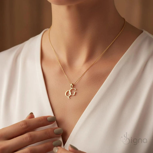 Personalized interlocking initials gold necklace