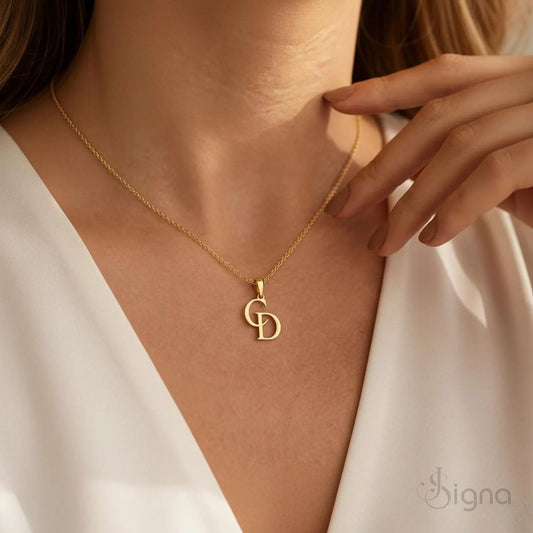 Custom double letter pendant necklace for daily wear