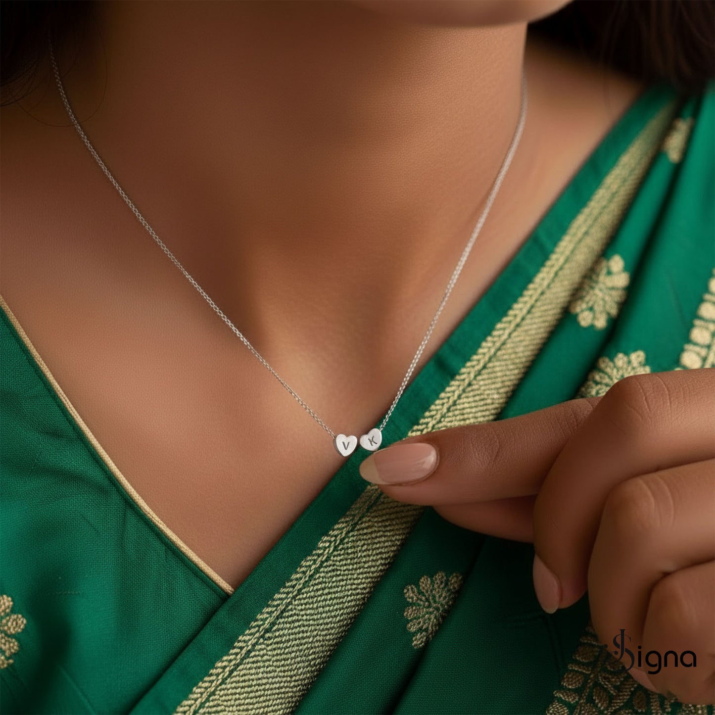 signa™ custom letter heart necklace with personalized initial pendant for women in gold finish