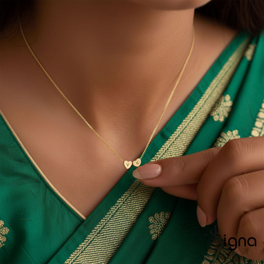 Signa™ custom letter heart necklace with personalized initial pendant for women in gold finish