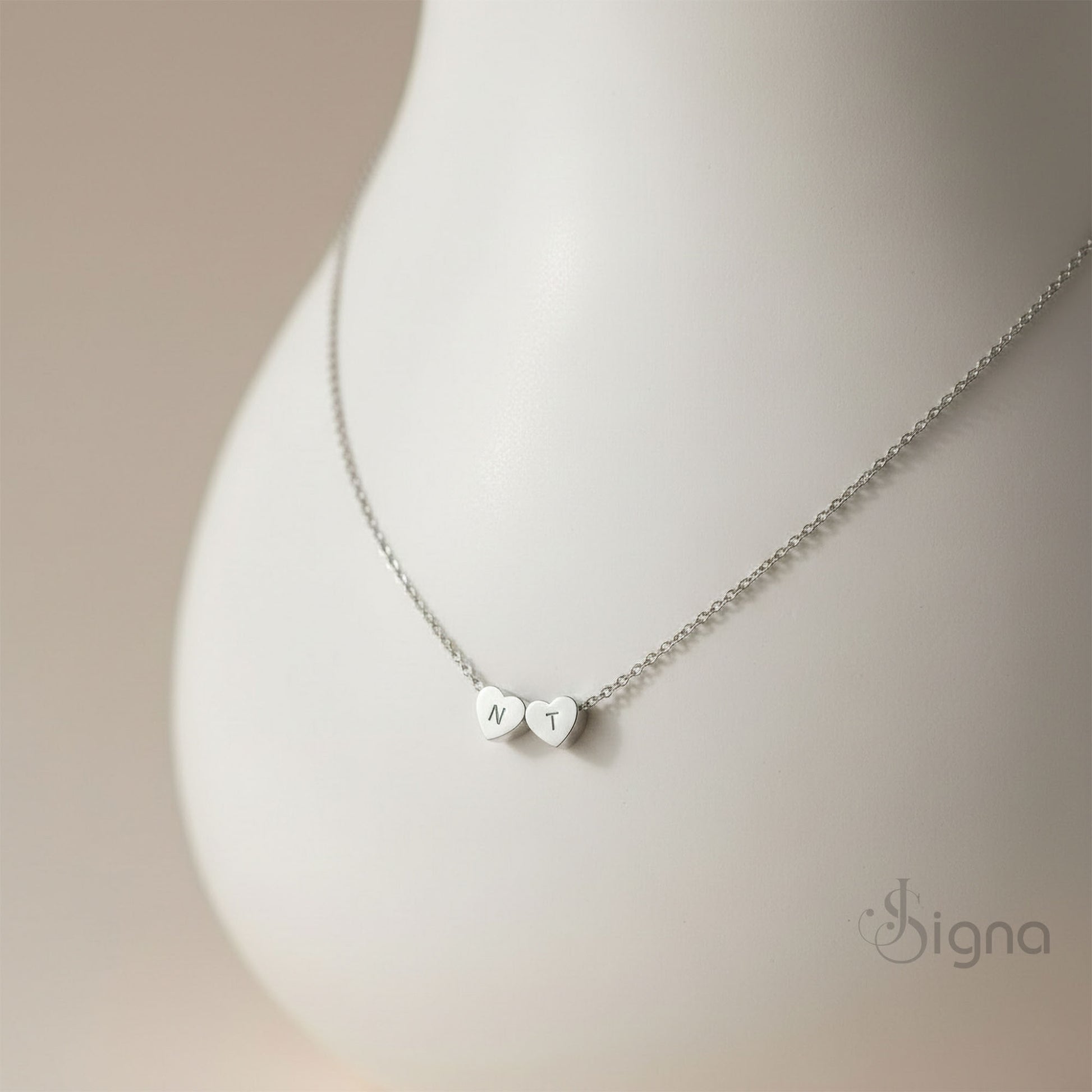 Signa™ custom letter heart necklace with personalized initial pendant for women in gold finish