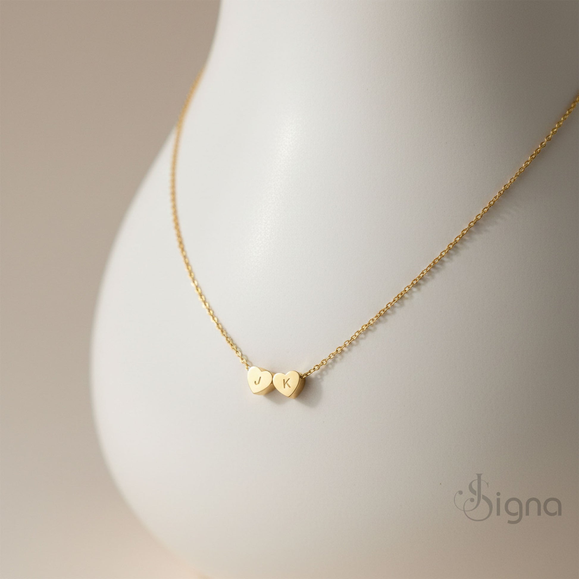 Signa™ custom letter heart necklace with personalized initial pendant for women in gold finish