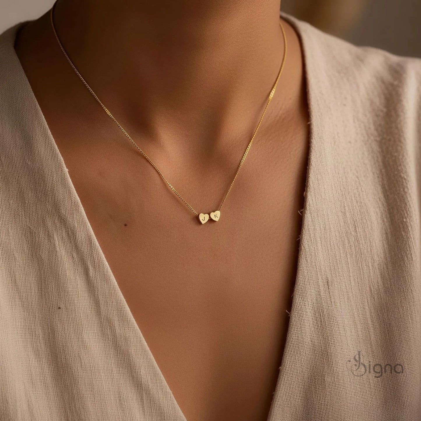 signa™ custom letter heart necklace with personalized initial pendant for women in gold finish