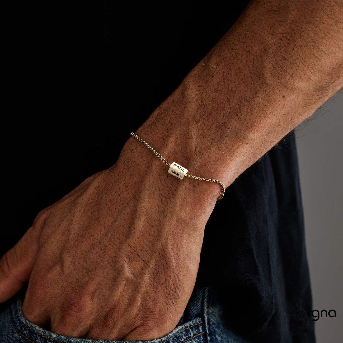 signa™ custom multiple engrave name bracelet for men - fathers bracelet with family name