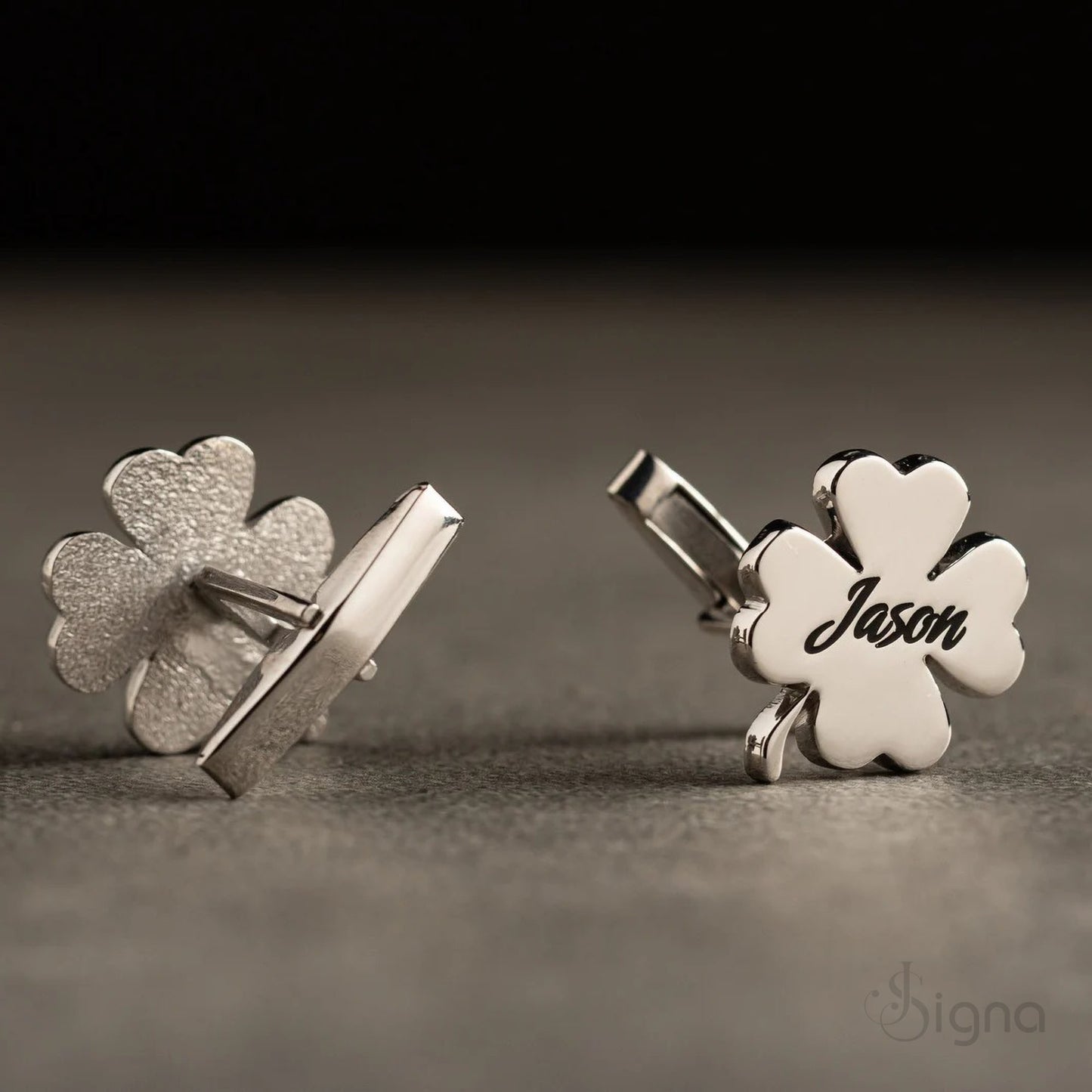 signa™ custom name four-leaf clover cufflinks - groomsmen gift