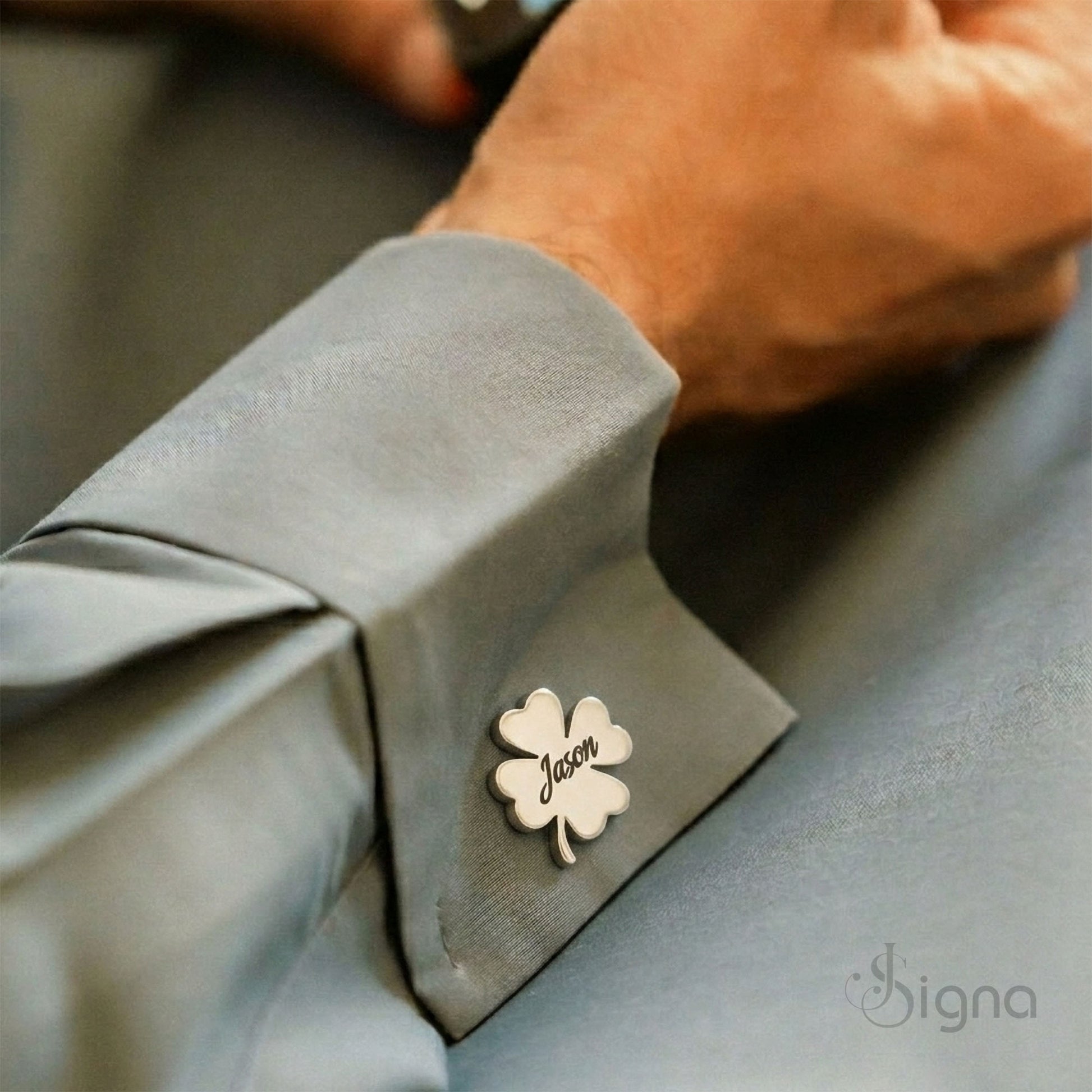 Signa™ Custom Name Four-Leaf Clover Cufflinks - Groomsmen Gift