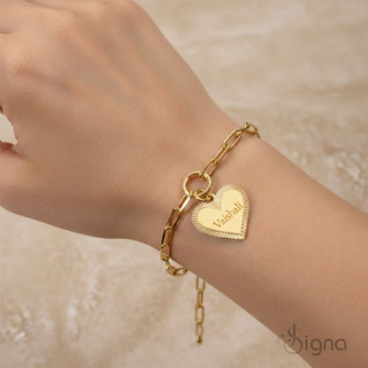 Signa™ Custom Name Heart Tag Chain Bracelet – A Timeless Gift for Her