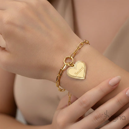 Signa™ Custom Name Heart Tag Chain Bracelet – A Timeless Gift for Her