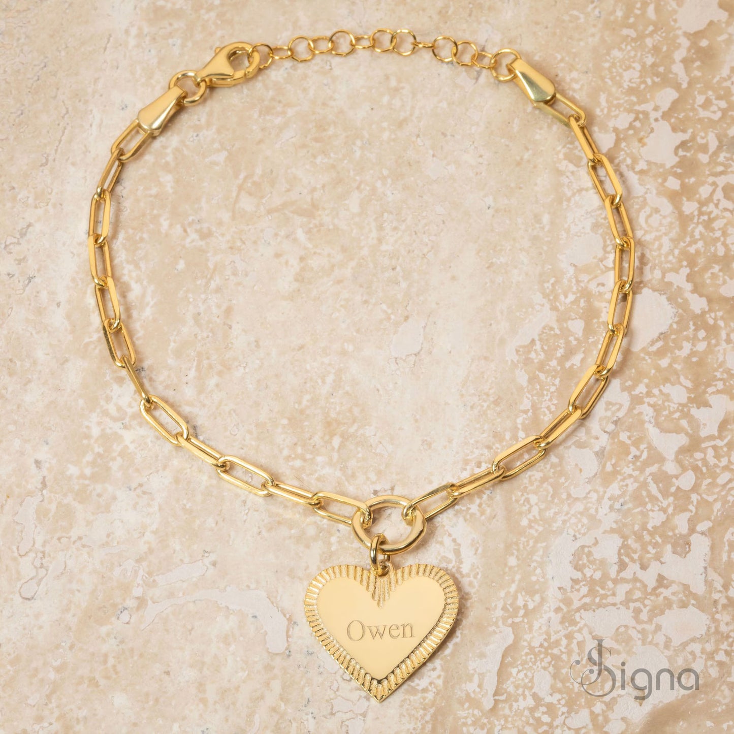 signa™ custom name heart tag chain bracelet – a timeless gift for her