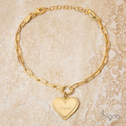 Signa™ Custom Name Heart Tag Chain Bracelet – A Timeless Gift for Her