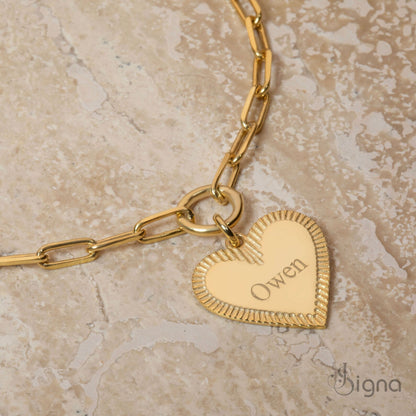 Signa™ Custom Name Heart Tag Chain Bracelet – A Timeless Gift for Her
