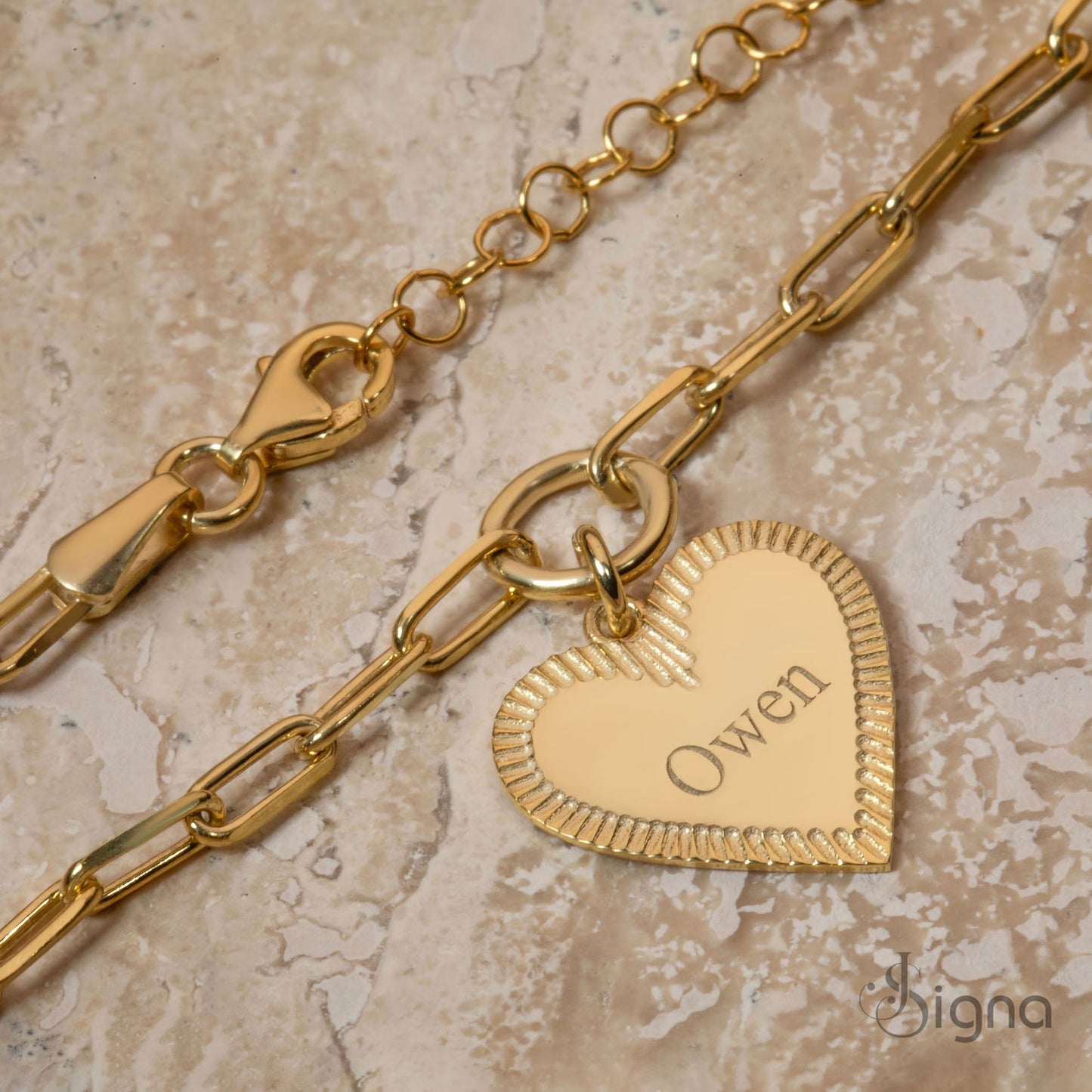 signa™ custom name heart tag chain bracelet – a timeless gift for her