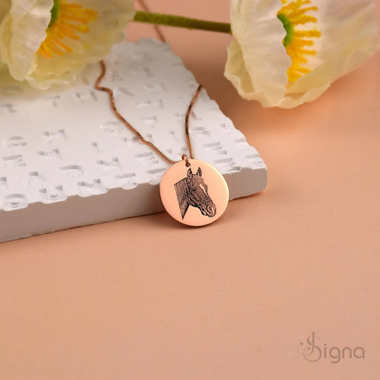 Gold plated personalized pet portrait jewellery