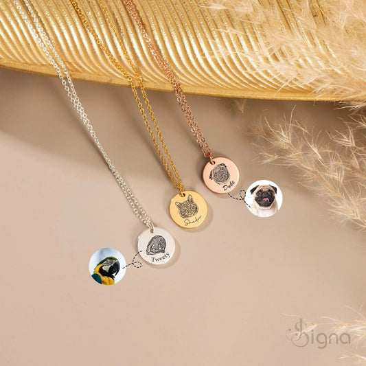 Round pet picture pendant with adjustable chain