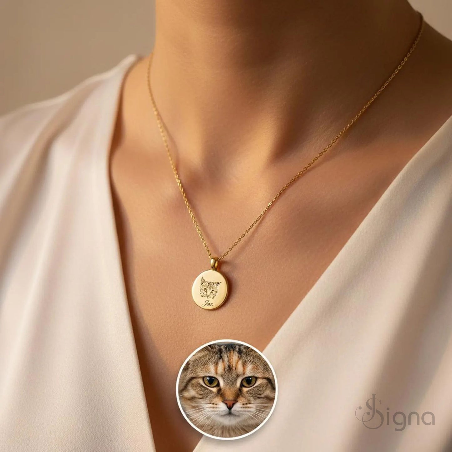 round pet picture pendant with adjustable chain