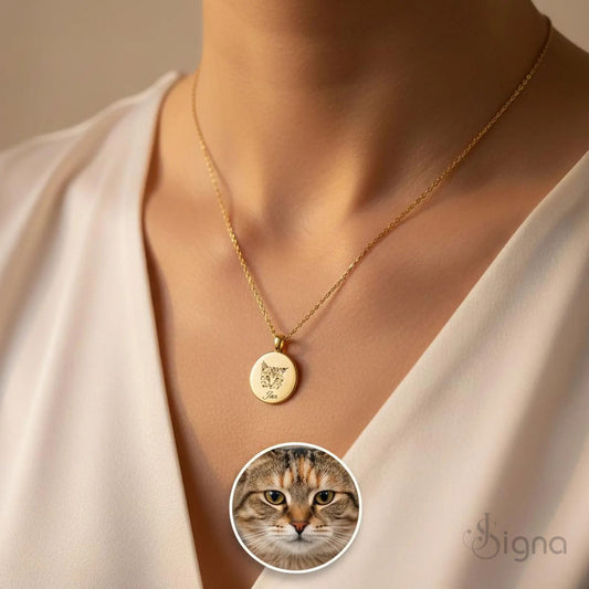 Round pet picture pendant with adjustable chain