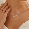Signa™ Dainty Freshwater Pearl & Diamond Leaf Bridal Necklace Earrings Set