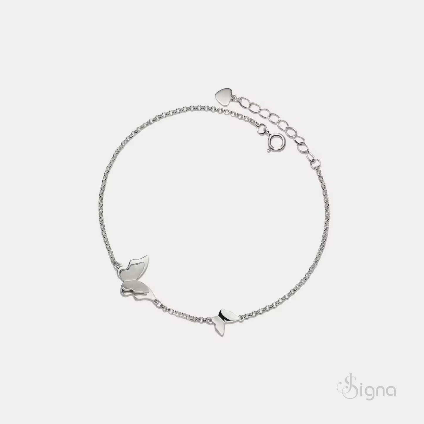handcrafted butterfly & heart charm anklet - adjustable german silver foot chain