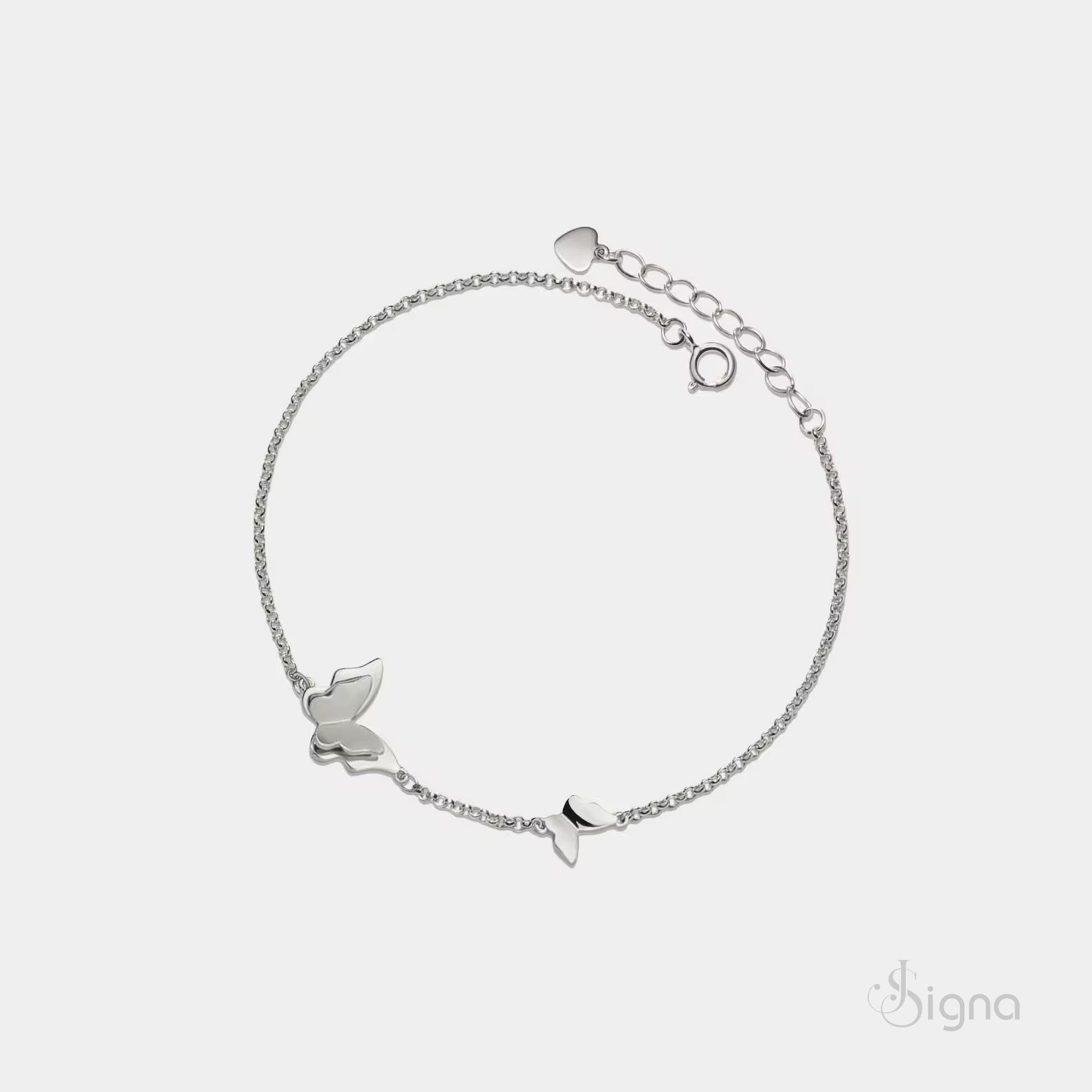 Handcrafted Butterfly & Heart Charm Anklet - Adjustable German Silver Foot Chain