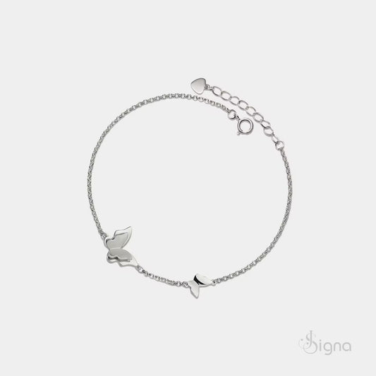 Handcrafted Butterfly & Heart Charm Anklet - Adjustable German Silver Foot Chain