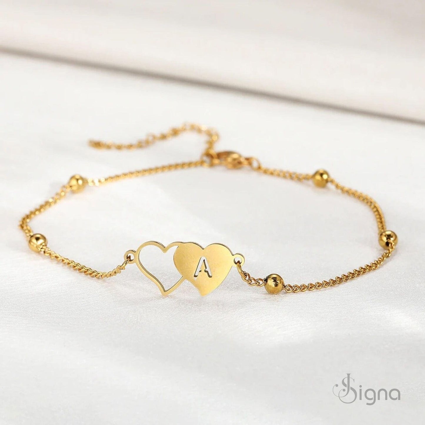 signa™ personalized heart initial anklet – custom name letter anklet gift for women