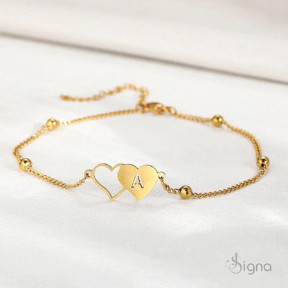 Signa™ Personalized Heart Initial Anklet – Custom Name Letter Anklet Gift for Women