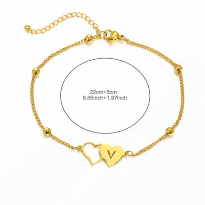 Signa™ Double Heart Initial Anklet – Personalized Letter Anklet for Women