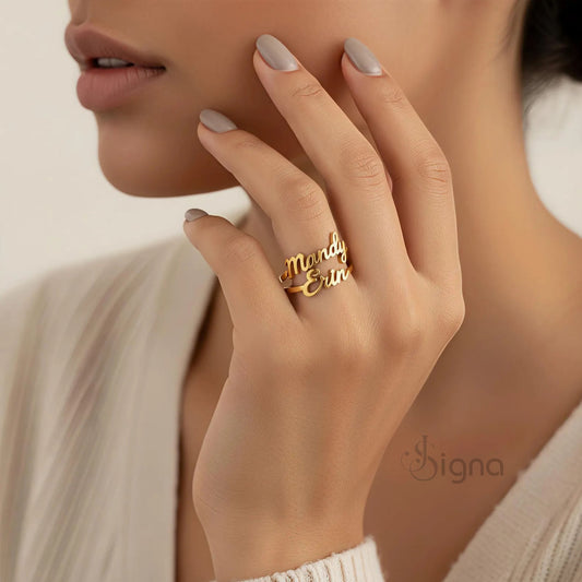 Signa™ DuoName Personalised Ring for Best Gift