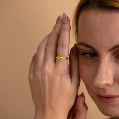 Sleek custom engraved ring with polished finish