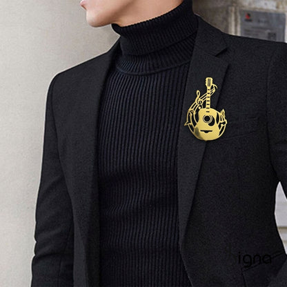 Creative Guitar Shape Brooch Pin Music Theme Fashion Accessory