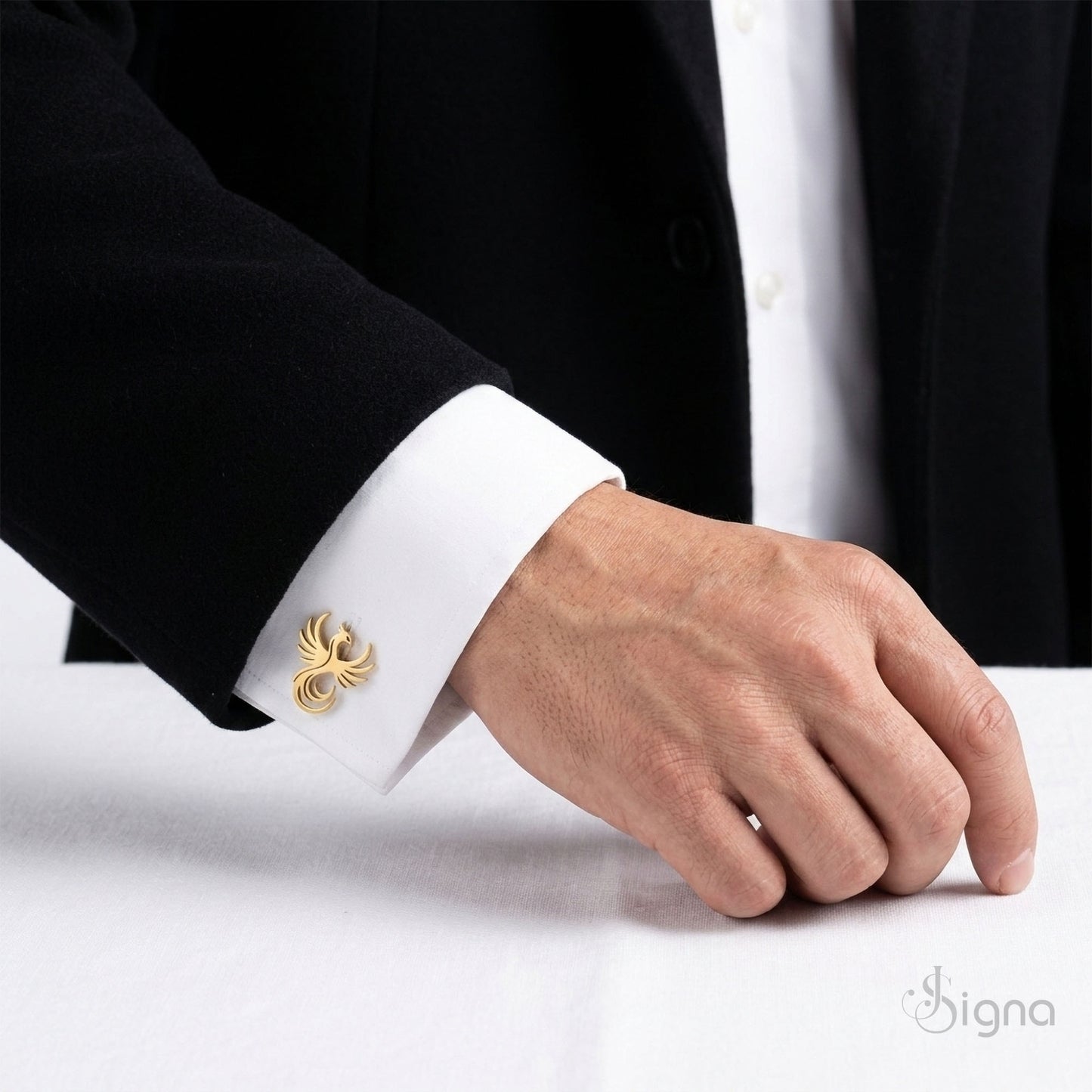 signa™ imperial flame phoenix cufflinks for men