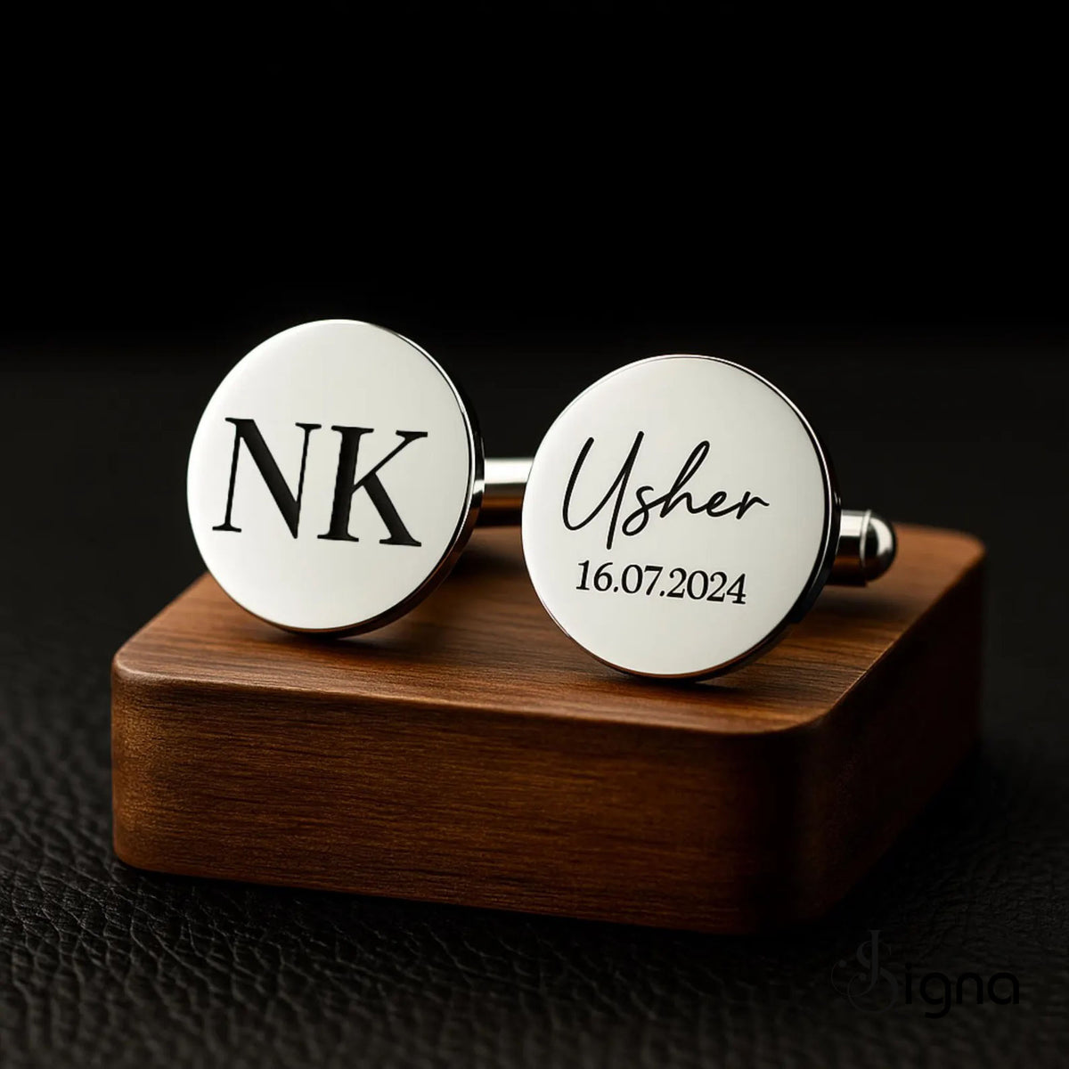 signa™ luxe custom engraved round cufflinks for men