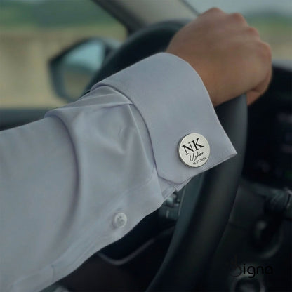 Signa™ Luxe Custom Engraved Round Cufflinks for Men