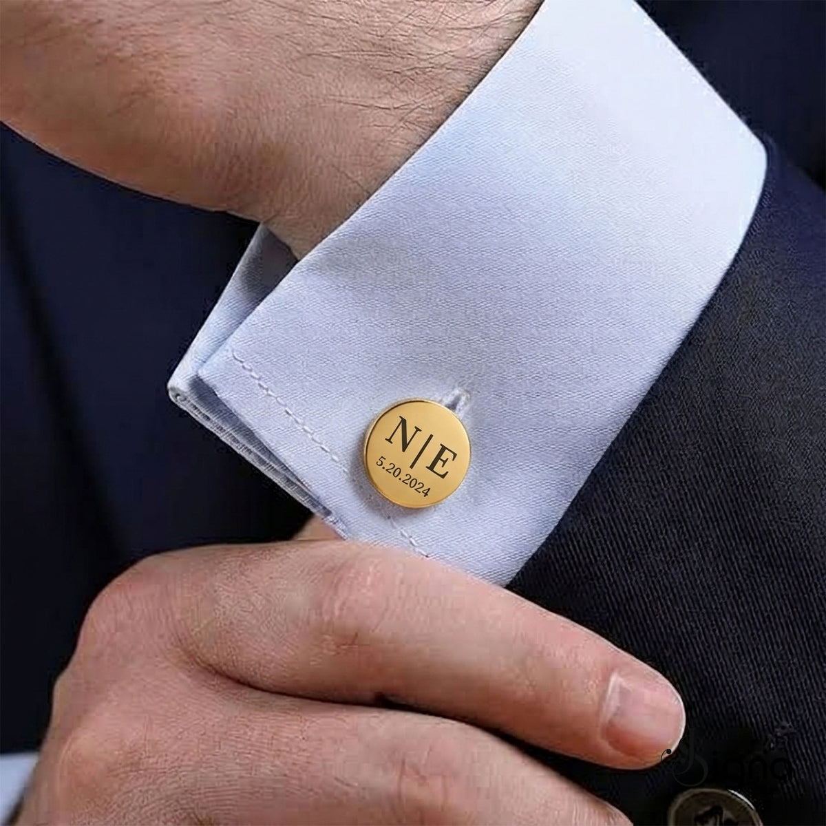 signa™ luxe custom engraved round cufflinks for men