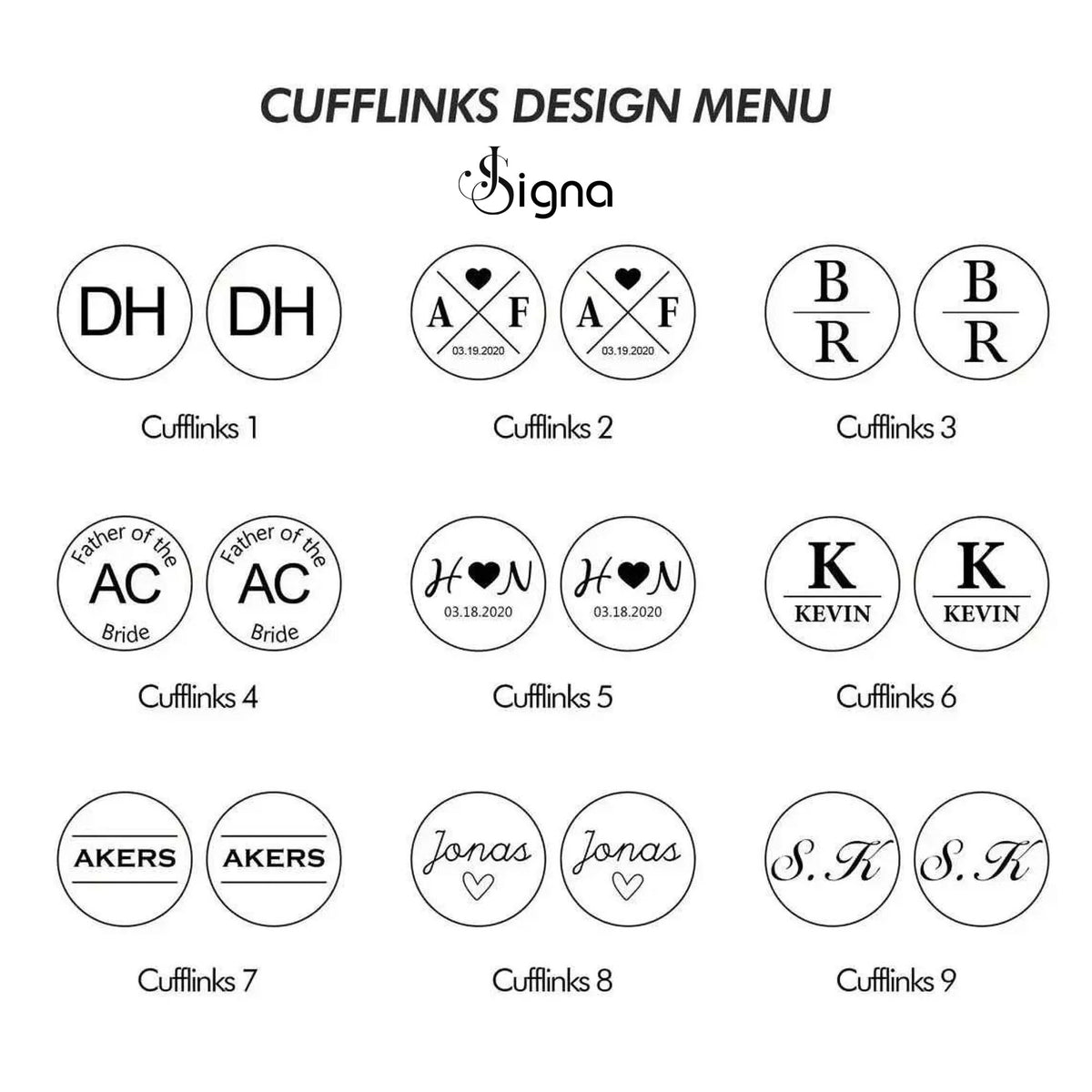 signa™ luxe custom engraved round cufflinks for men